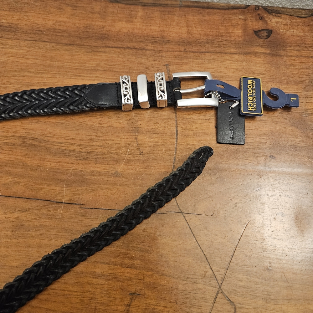 Woolrich John Rich And Bros Genuine Leather Braided Belt Women's Size L Black - Picture 5 of 5